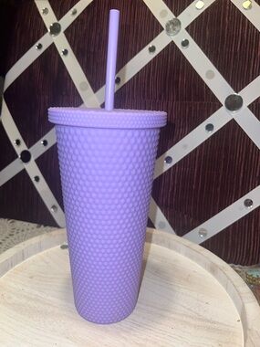 Purple Textured Tumbler with Straw - Home Dining